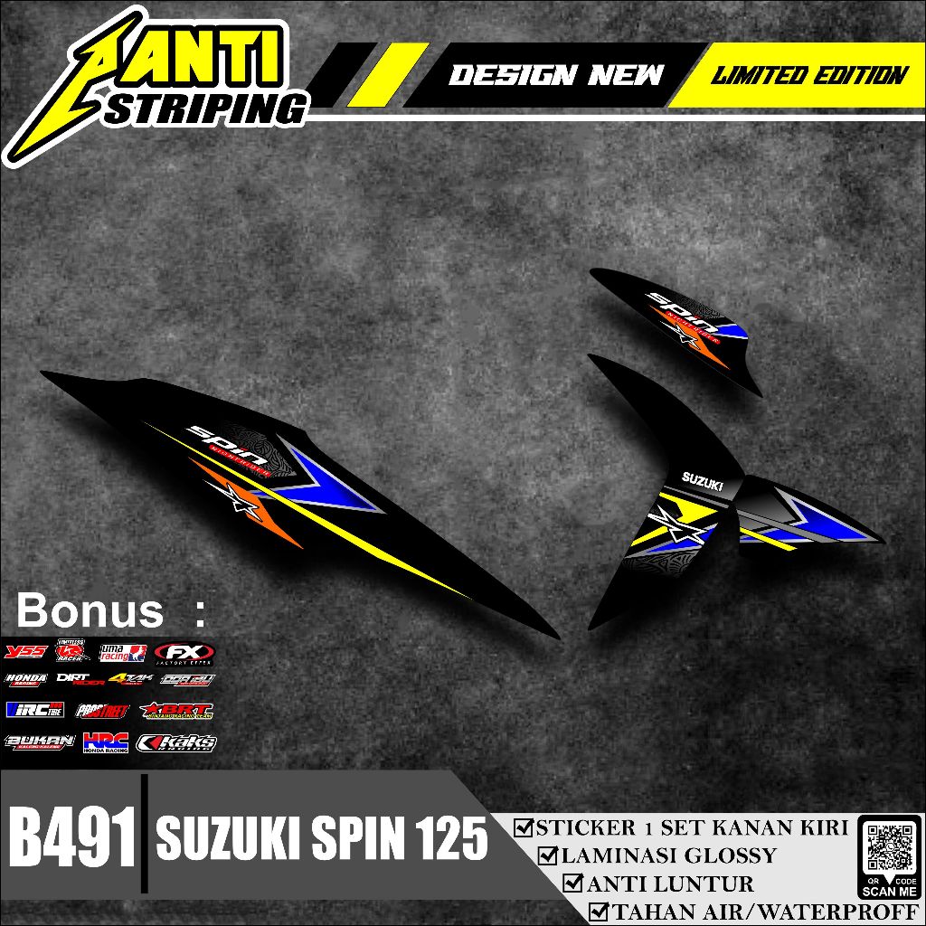 Sticker Motor SUZUKI SPIN 125 List Garis Minimalis - skotlet sticker aksesoris suzuki spn 125 Warna 