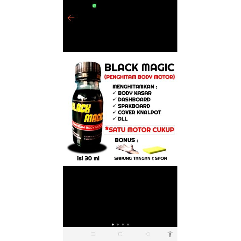 black magic penghitam bodi motor