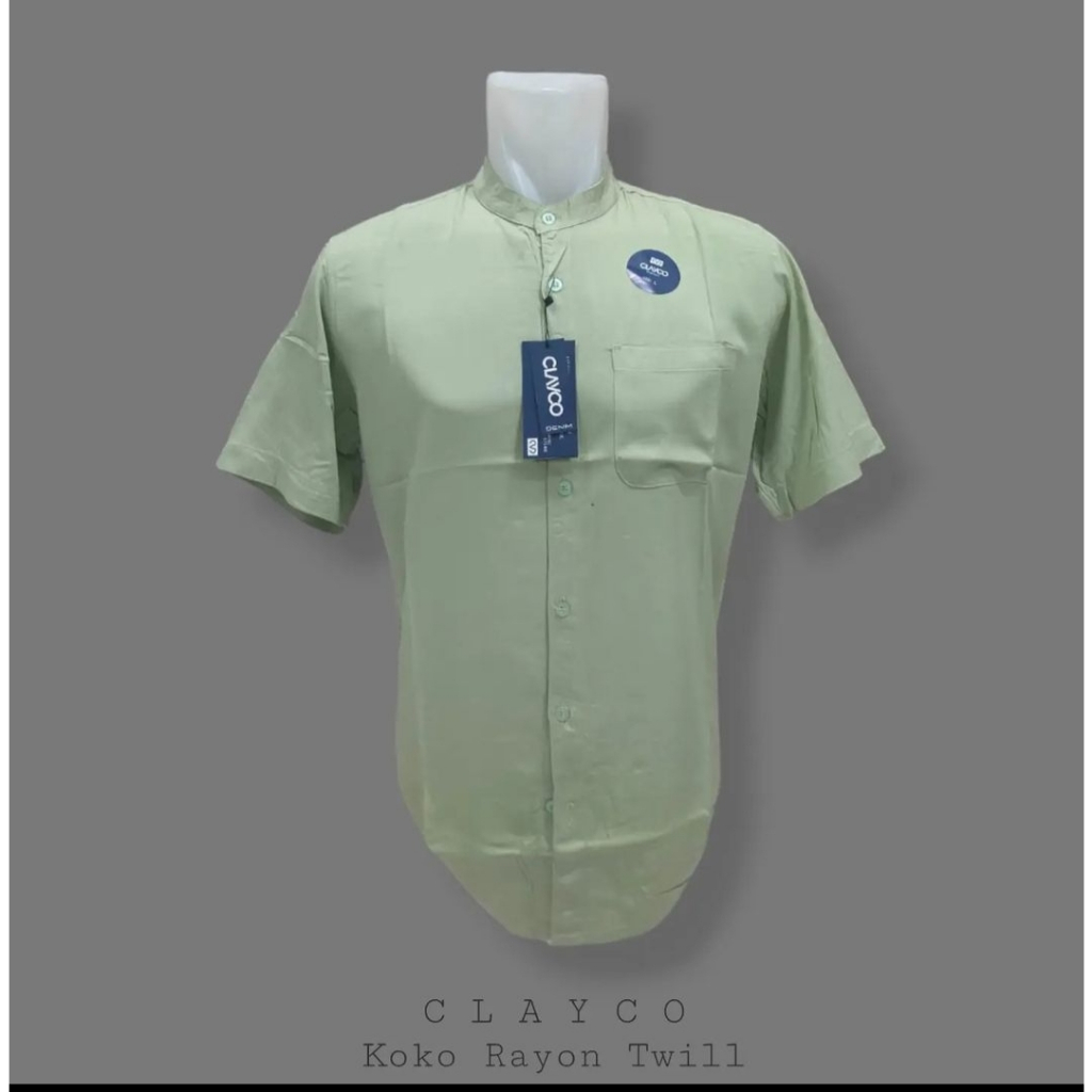 Baju Koko Pria Tangan Pendek_Koko Hijau Sage_koko pria