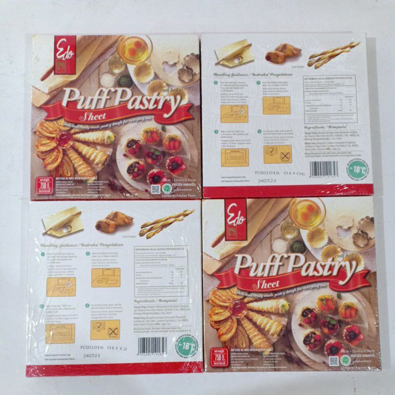 

Termurah dan terbaik EDO puff pastry sheet 75gr gas