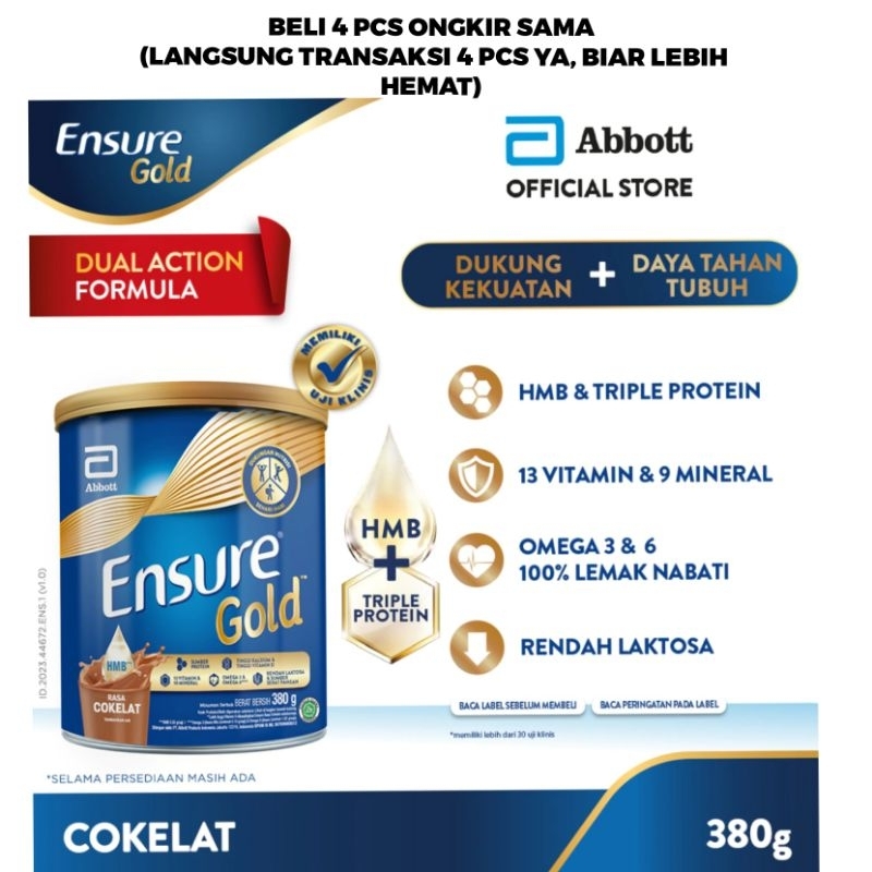 

ENSURE GOLD RASA VANILA COKLAT GANDUM MADU 150GR 200GR 380GR 400GR 850GR B