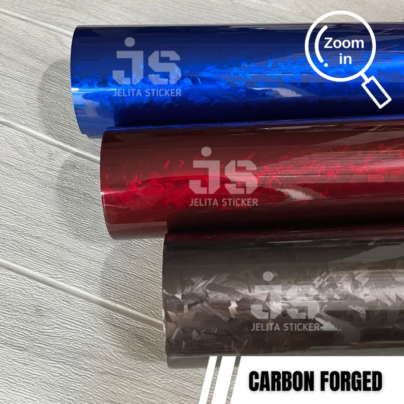 [ ROLL ] Skotlet Carbon Forged Premium / Sticker Carbon Forget Hitam Merah Biru