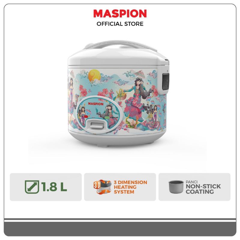 MASPION Rice Cooker Magic Com Anti Lengket 1.8 Liter MRJ-1808 DS Original