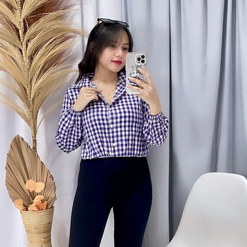 Kemeja Wanita Funny Tartan Shirt  Fashion Wanita