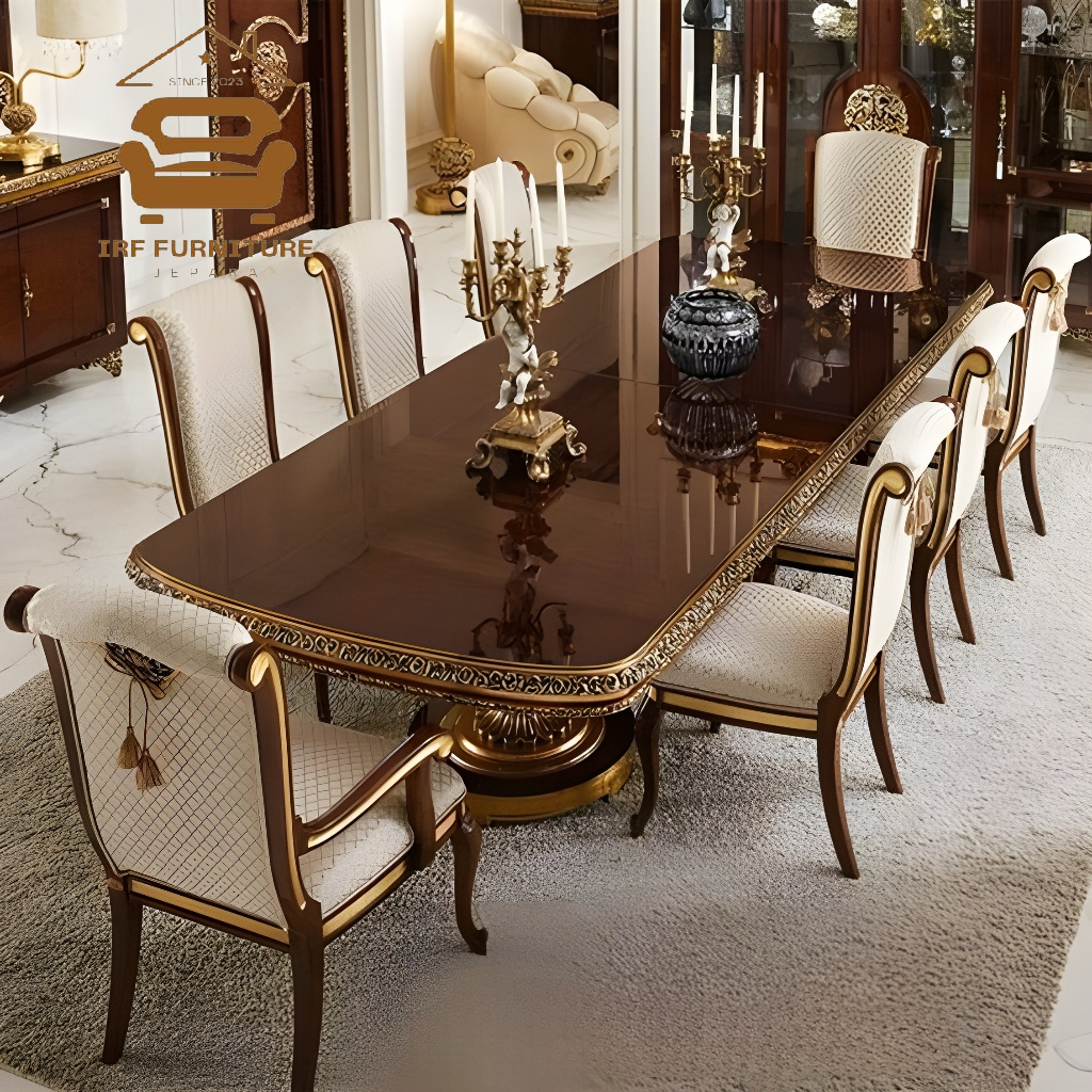 Set Meja makan Mewah K8 model klasik kursi makan