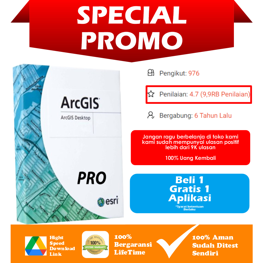 [PROMO BELI 3 GRATIS 1] ArcGIS Pro v3.1.5 dan ArcGIS Desktop v10.8.2 Aktif Permanen