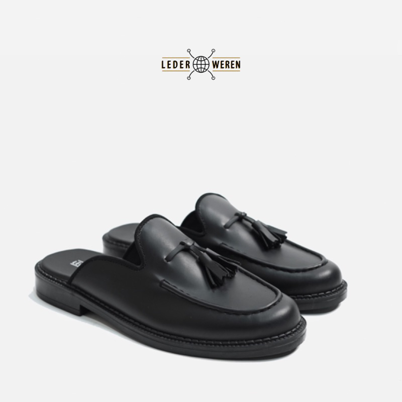 	 Lederweren - Leder Bustong Black - Sepatu Formal Kasual Bustong Pria	