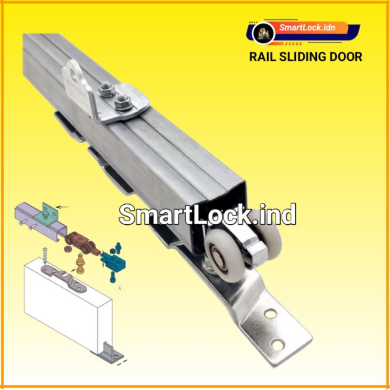 Rell Pintu Lengkap Roda Huskey D4  Rel Pintu Sliding Geser 1set Complite