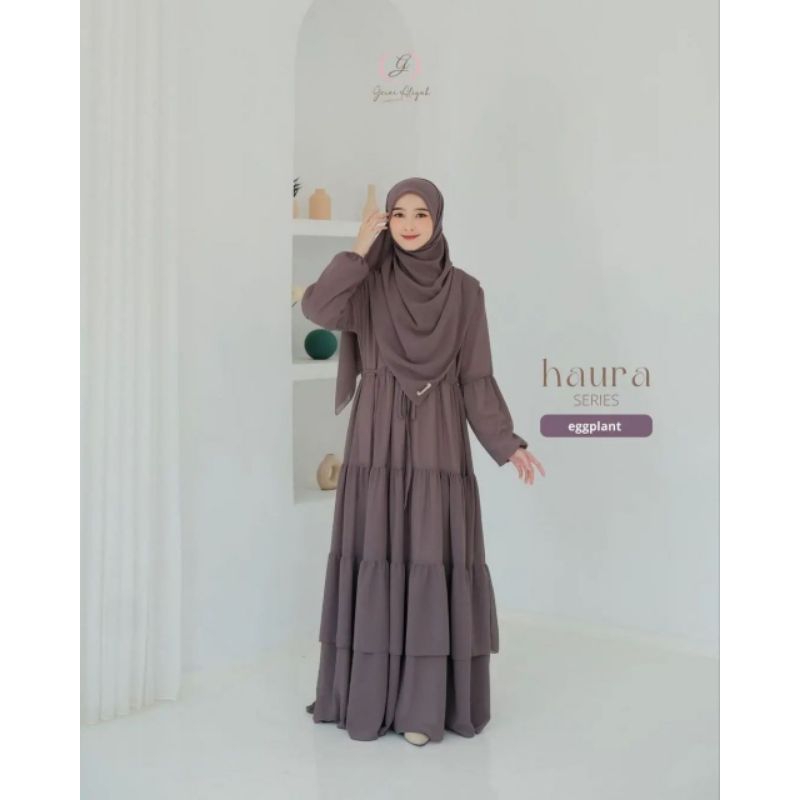 READY‼️ NEW HAURA DRESS ORI GERAI ALIYAH SET HIJAB - FREE BROSS DENAF.OUTFIT