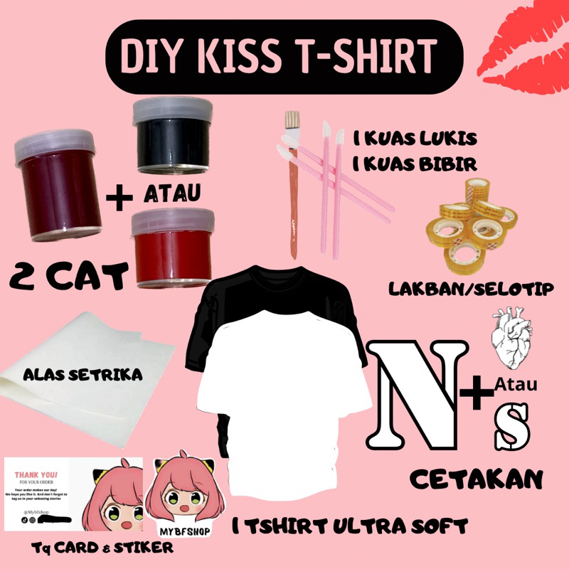 

| MYBFSHOP | (PO 3 HARI ) Kit Tshirt Kiss DIY PAINTING BACA DESKRIPSI!!!)