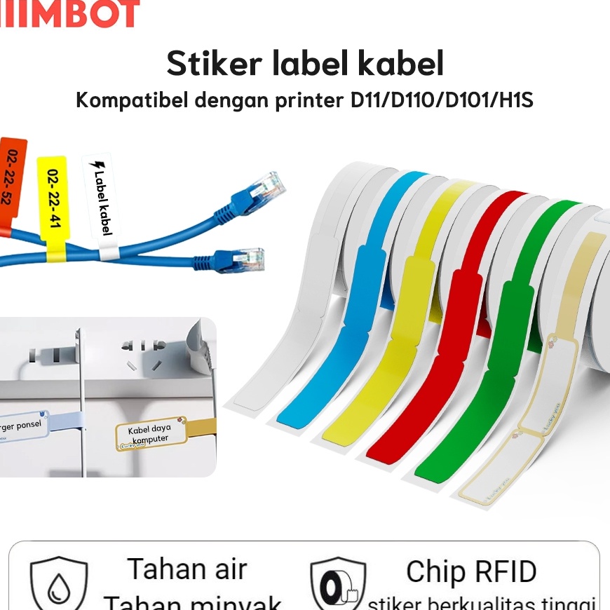 

TERBARU NIIMBOT D11D11D11 Kertas Stiker Label Kabel untuk Menandai Klasifikasi KabelJaringan