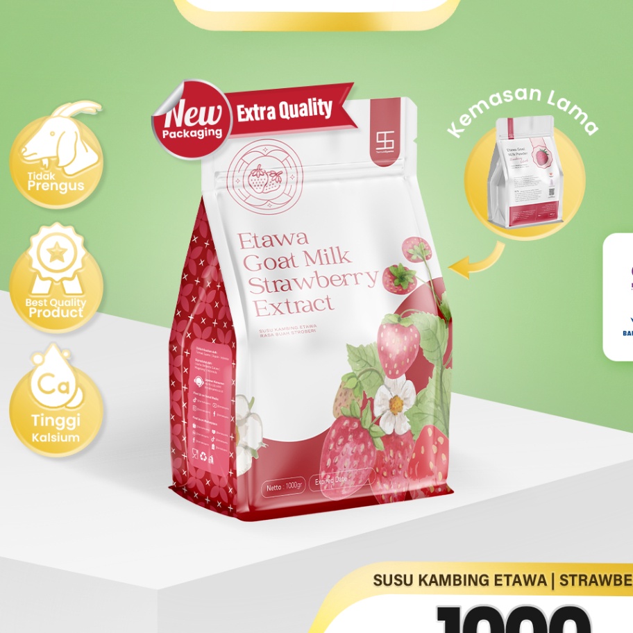 

55 COD Ternak Syams Susu Kambing Etawa Bubuk Rasa Varian Strawberry Stoberi Syams 1 gram Pure Murni Alami Organik Pasteurisasi tanpa campuran gula Original Mentah Kiloan Asli Natural 1 Kg stroberi