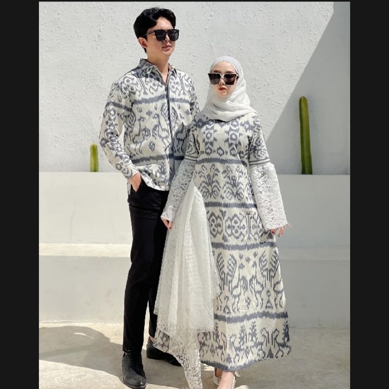 Couple Tenun Mix Brokat // Baju Pasangan Model Terbaru