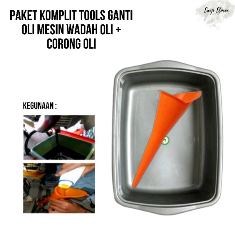 PAKET KOMPLIT TOOLS GANTI OLI MESIN WADAH OLI + CORONG OLI