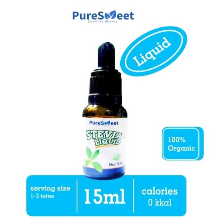 

Stevia Cair 15ml PureSweet Tetes Liquid Stevia Sweetener | Gula 0 Kalo