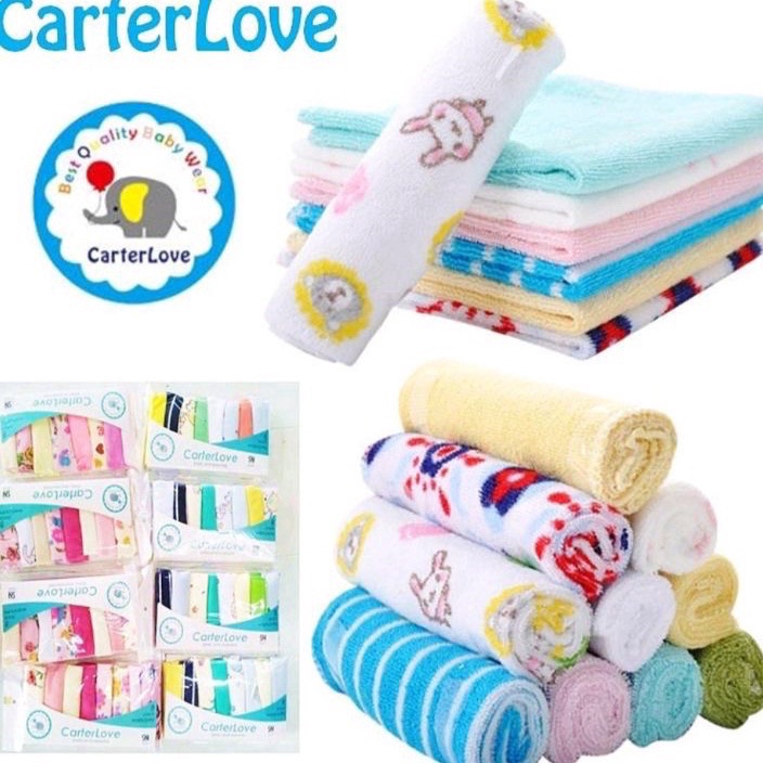 Terlaku Sapu Tangan Bayi Isi 8 Pcs Bahan Handuk Halus Lembut Washlap Baby Wash Cloth CarterLove  sap