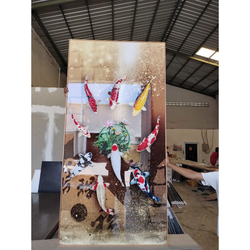 lukisan Porcelain Diamond Crystal 5d motif ikan koi