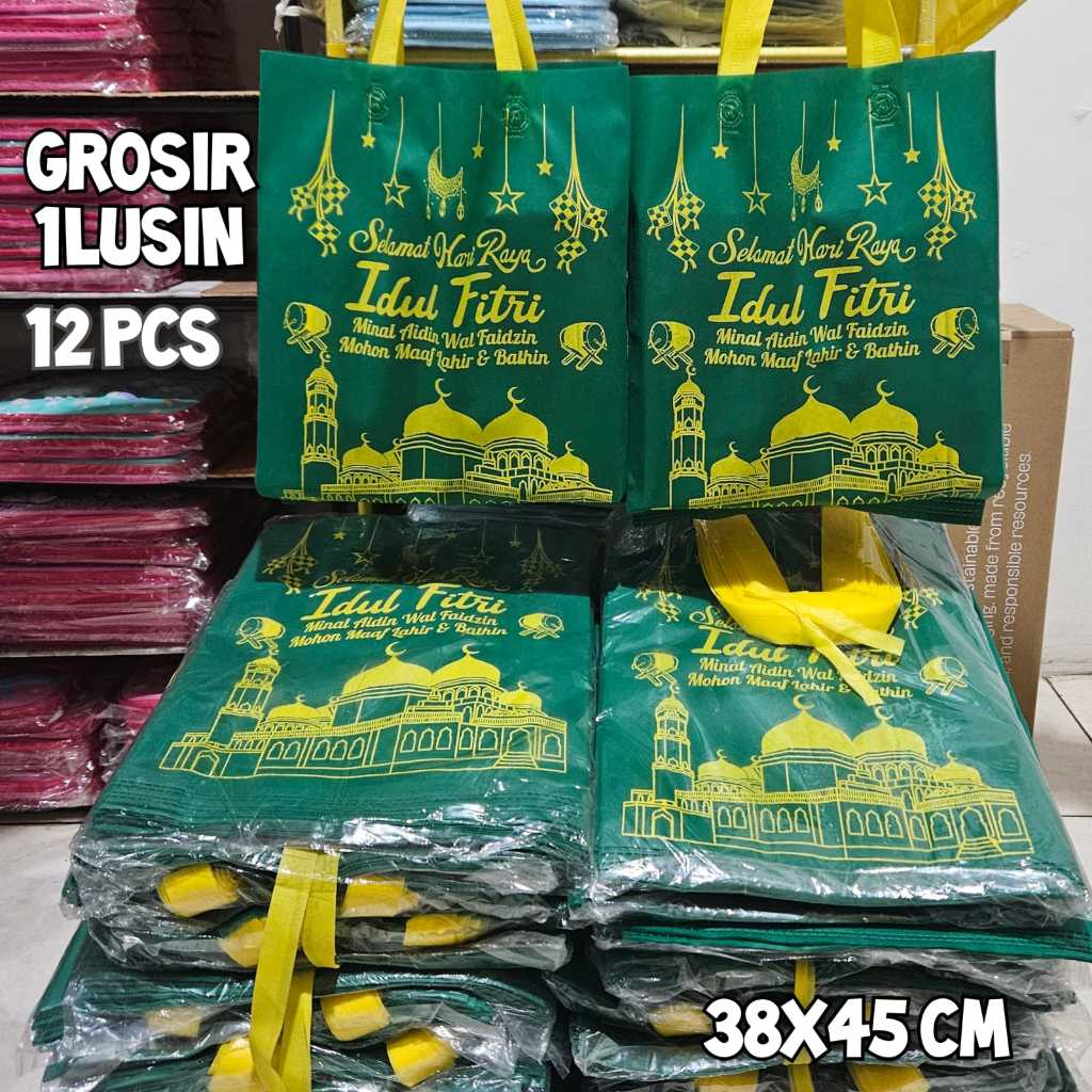 

ITSHOPING - Grosir Tas Lebaran Idul Fitri Tapak Press 38x45cm Goodie Bag Idul Fitri Tas kain Tebal Bingkisan Lebaran Tas Souvenir Hantaran Lebaran