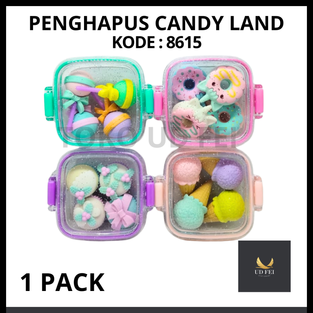 

(1 PACK) penghapus candy land 8615/ penghapus karakter/ stip bentuk donat