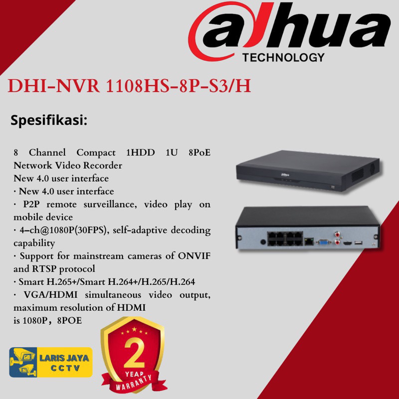 PAKET CCTV IP DAHUA 8 Channel 6 Kamera