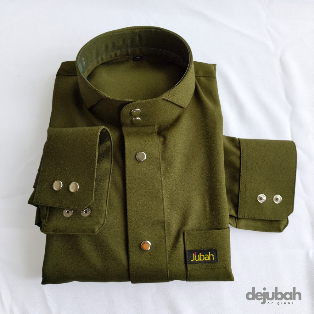 DeJubah - Qatari Gamis Jubah Pria Slimfit Dewasa-Hijau Tua