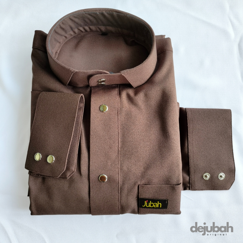 DeJubah - Qatari Gamis Jubah Pria Slimfit Dewasa-Cokelat