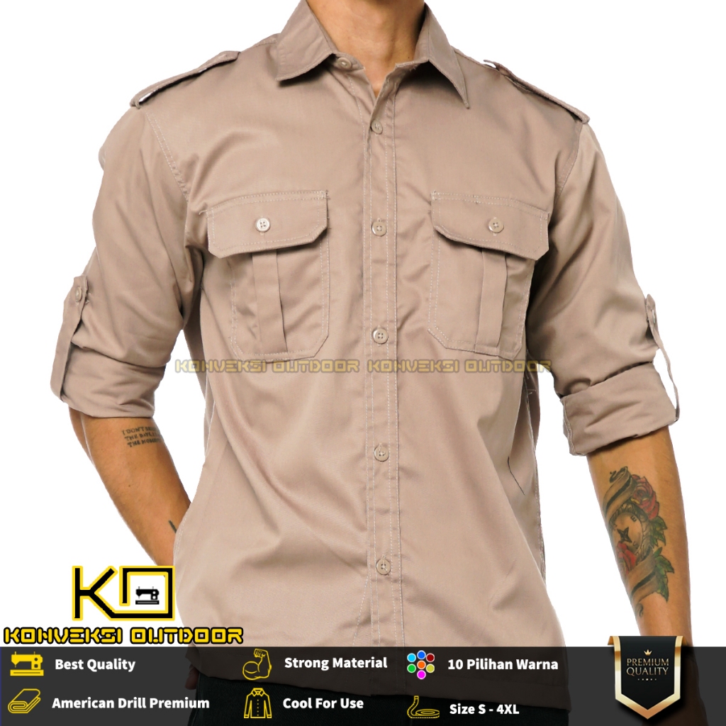 BAJU KEMEJA PDL LAPANGAN OUTDOOR INDOOR PRIA LENGAN PANJANG - Seragam Kerja Kantor Group Kemeja Lapa
