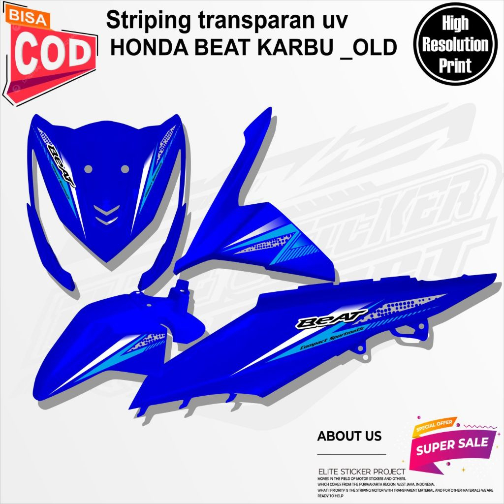 STRIPING TRANSPARAN BEAT FI 2012 - 2017 STICKER MOTOR HONDA SEAT FI KEREN