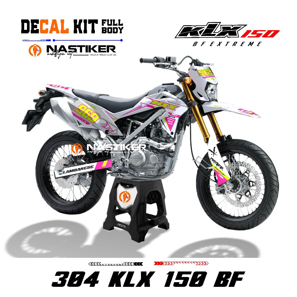 decal kit klx bf extreme super glossy - stiker decal klx 150 bf ful body, klx bf, dtraker, klx