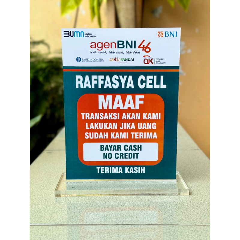 

PAPAN MEJA AGEN BANK BNI AGEN BANK BNI UK 15x20CM