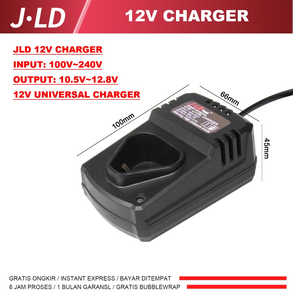 JLD Charger Baterai Li-Ion 12V Lithium Eu Plug Charger Power Adapter 110-220V untuk Bor