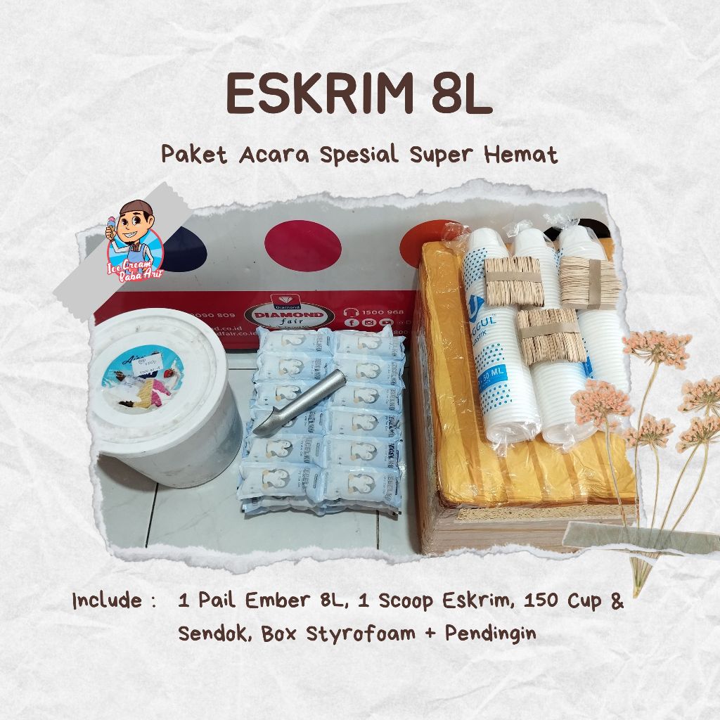 

Paket Acara/Hajatan Eskrim/Ice Cream 8L/8 Liter SUPER HEMAT