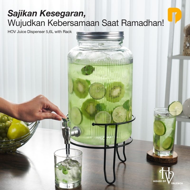 Dispenser Jar Water Kaca 5.6 Liter Tempat Air Minum