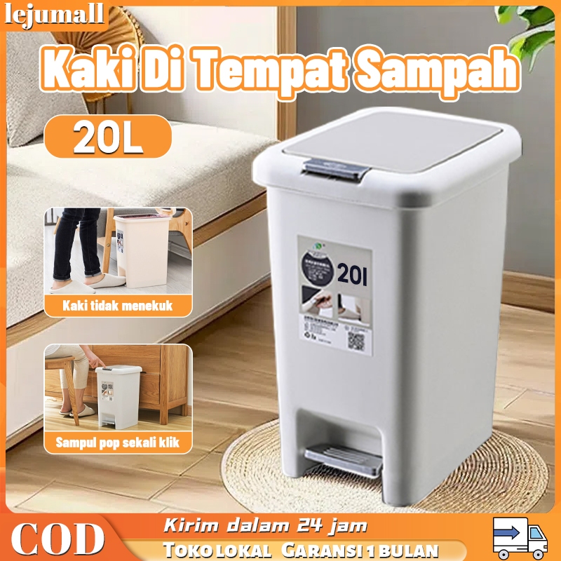 Tempat Sampah Aesthetic Dapur Tong Sampah Injak Bak Sampah Besar 20L Tutup Trash Bin Kotak Sampah