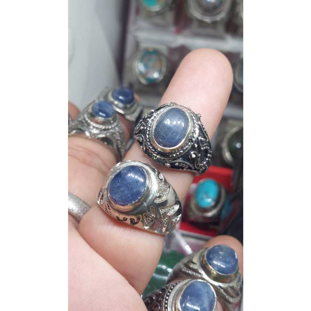 cincin batu akik natural blue safir burma birma 10-11mm asli natural