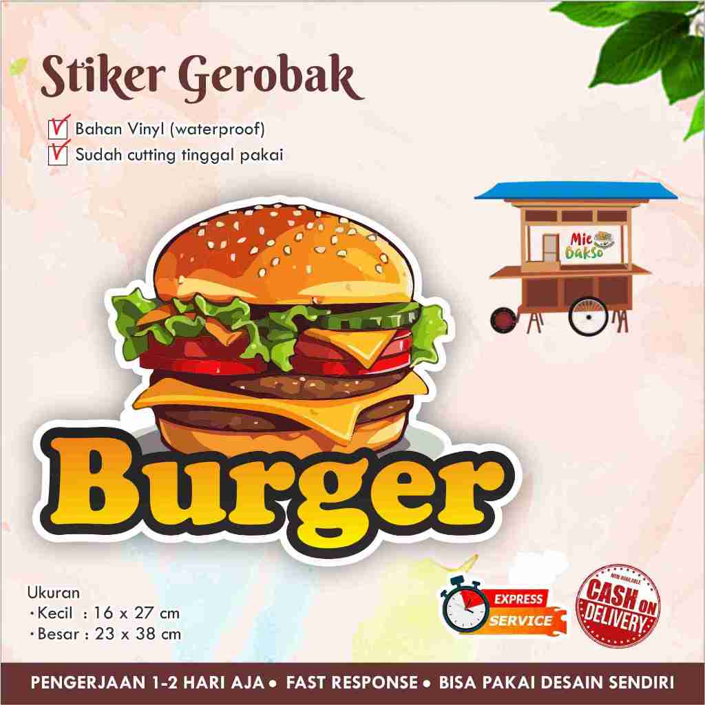 

STIKER KACA GEROBAK VINYL BURGER / LABEL MAKANAN