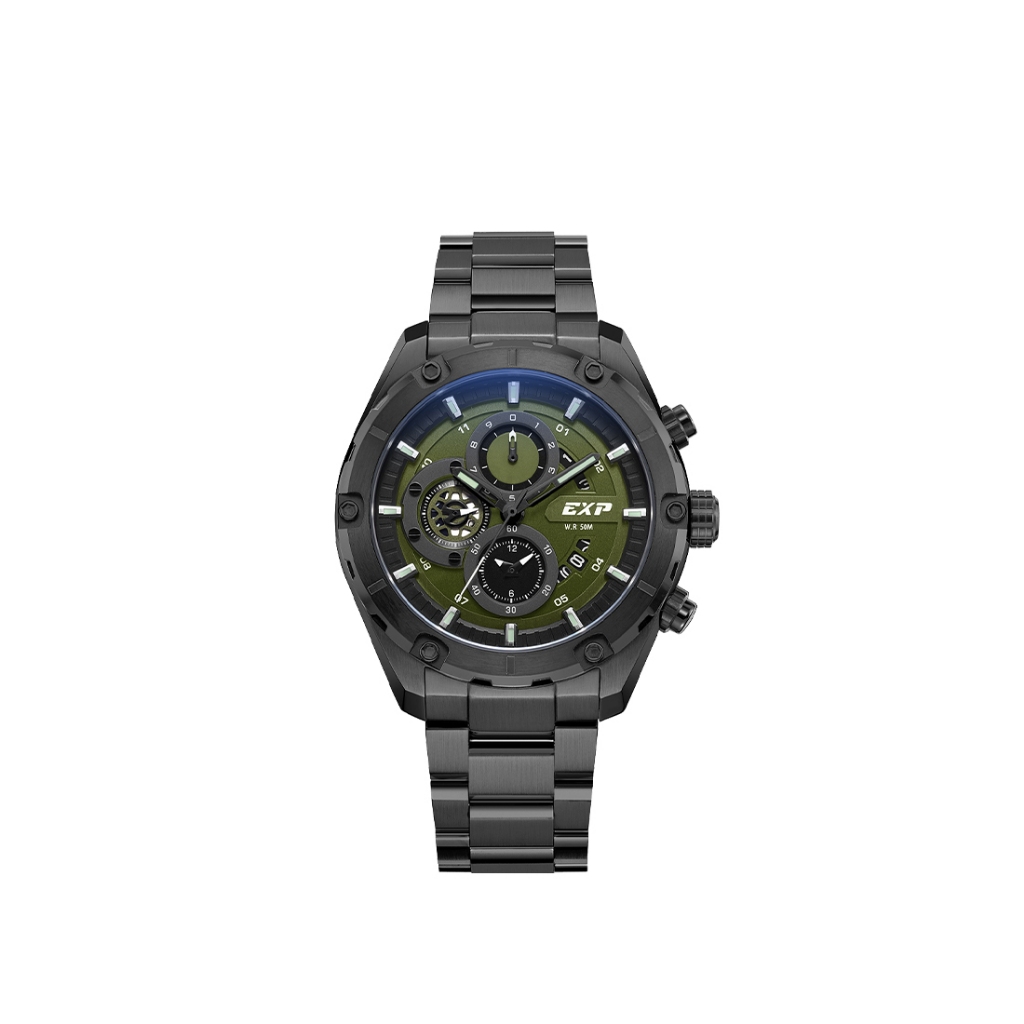 Jam Tangan Expedition Chronograph Men Quartz Band Black Green 45mm - E6839MCBIGGN