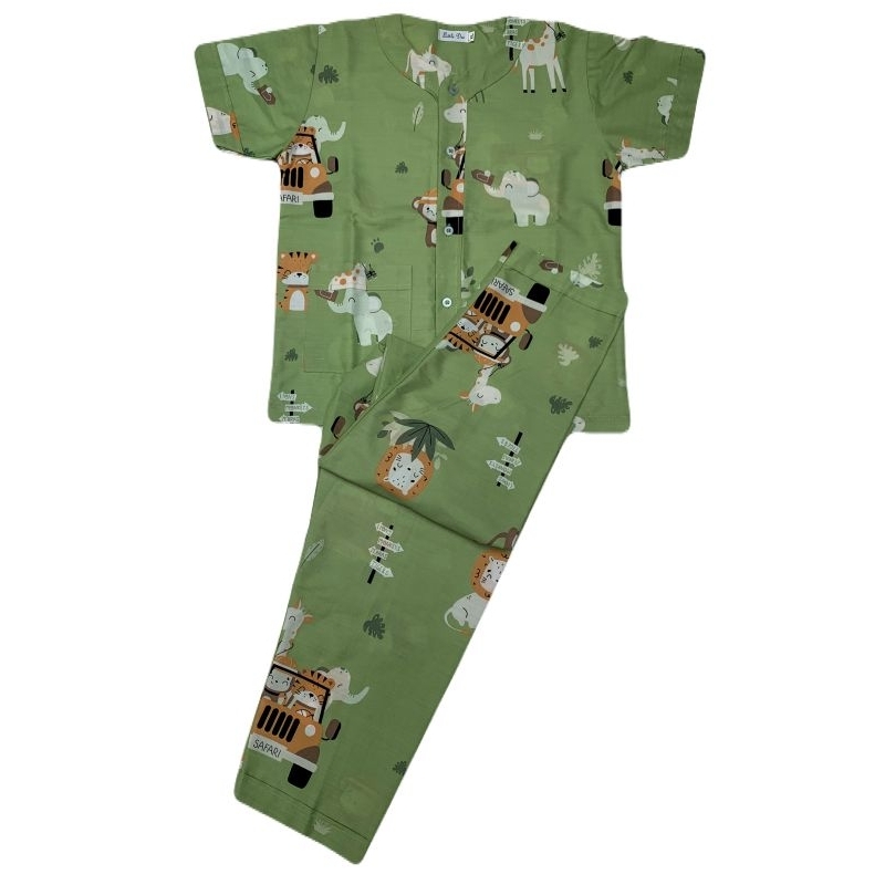 Little Dee Piama Anak Katun Safari / Piama Anak Safari Unisex