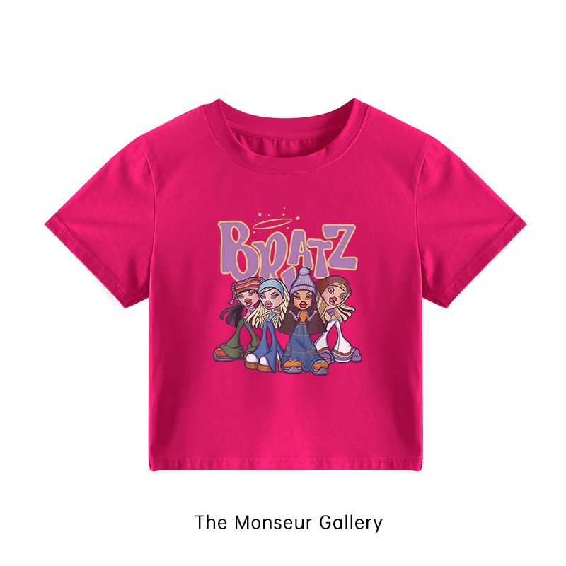 The Monseur Gallery Kaos Crop Wanita Slimfit BRATZ | Baju Croptee Fuschia Korea