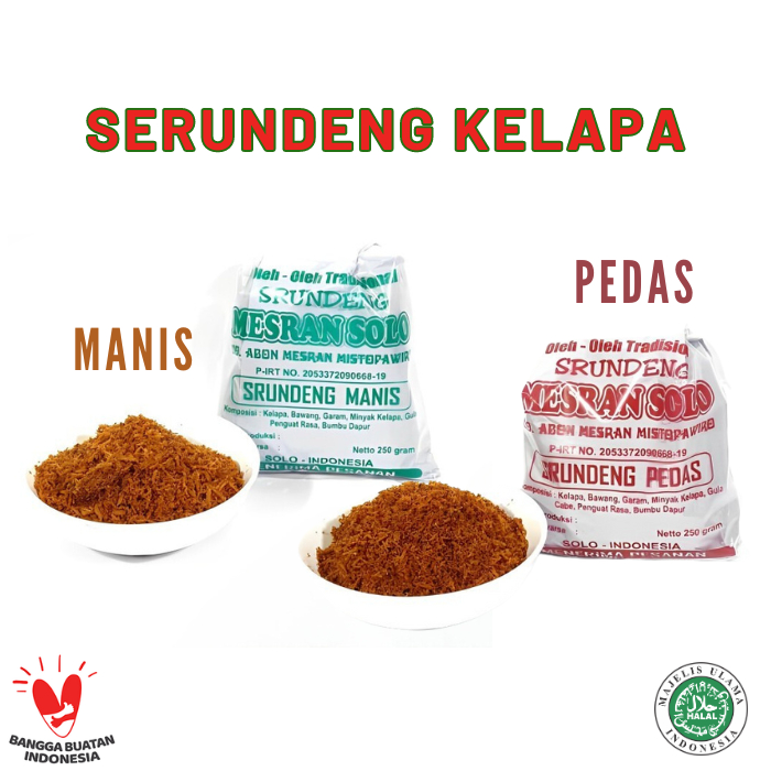 

Serundeng Kelapa Mesran Solo Pedas Manis 250 gram