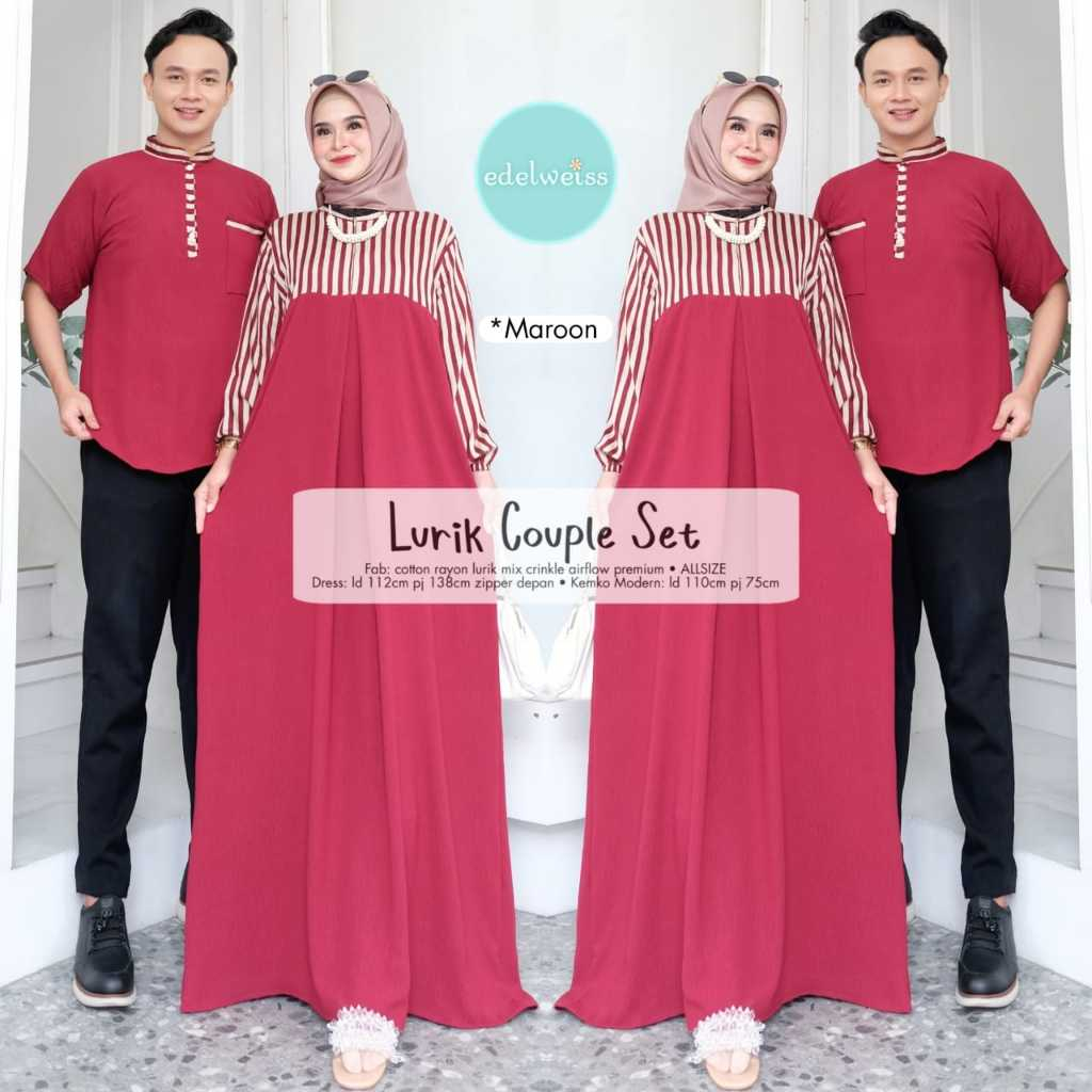 lurik couple sarimbit set mom and dad ibu dan ayah kemeja dan gamis by edelweis