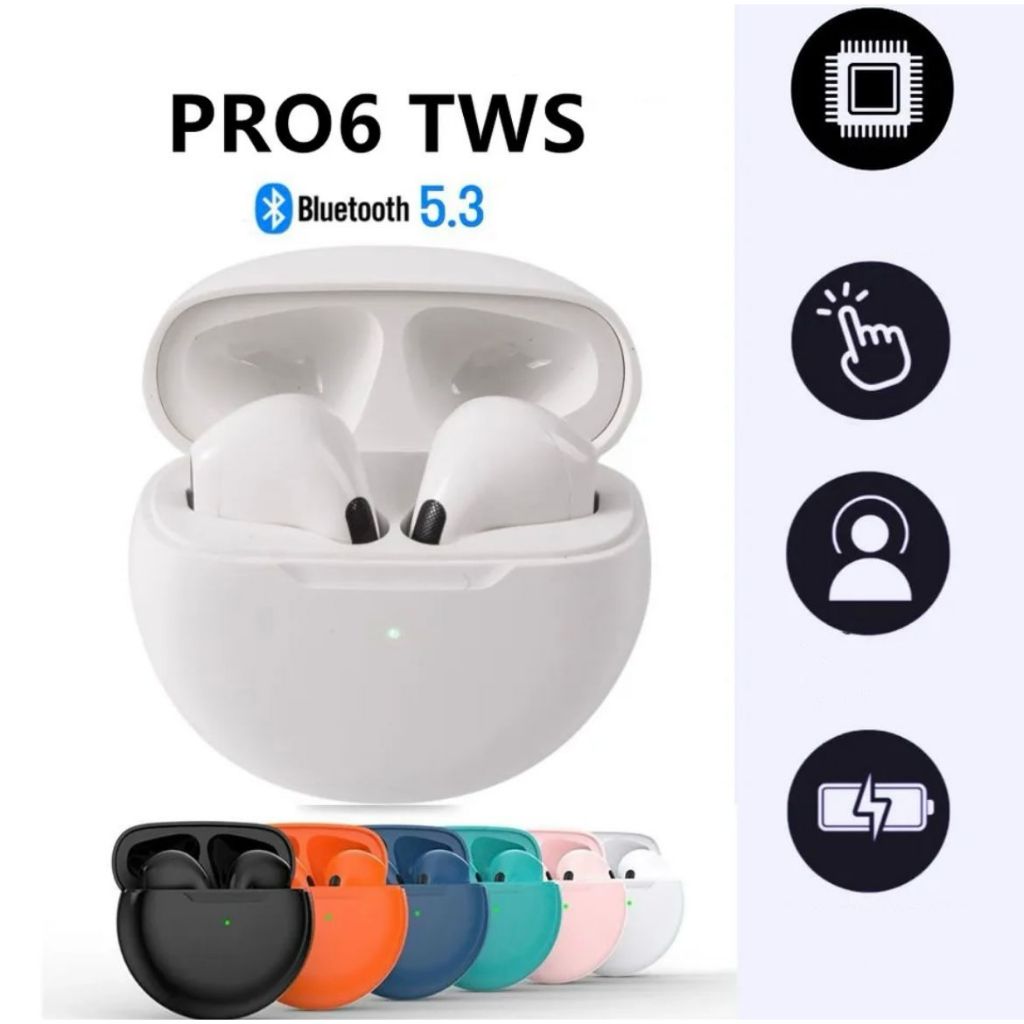 Air Pro 6 TWS Wireless Headphones with Mic Fone Bluetooth Earphones Pods Sport EarPods Running