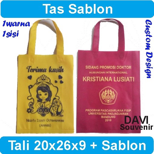 

Goodie Bag Sablon Custom / Tas Spunbond Sablon (20x26x9)