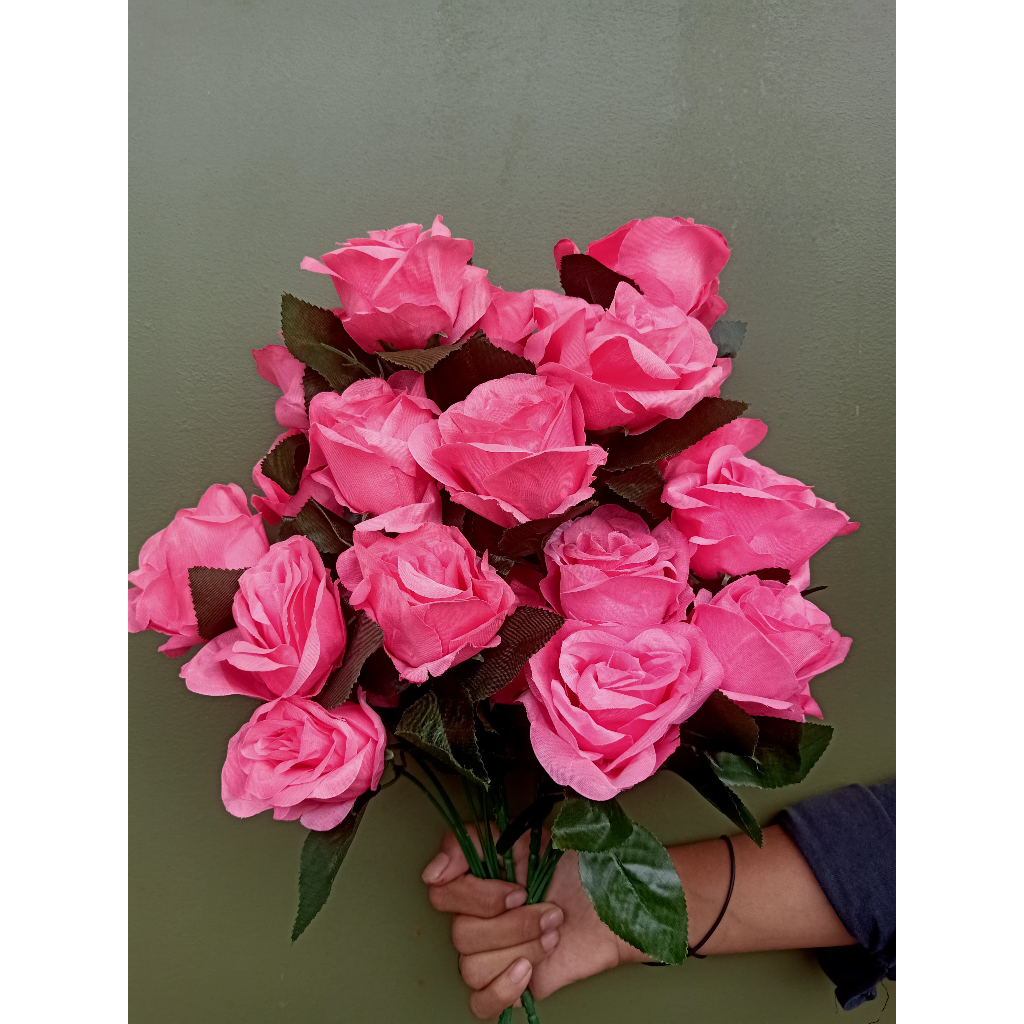 BUNGA PALSU MAWAR JEPANG FUCHIA ARTIFICIAL FLOWER DECORATION DEKORASI BACKDROP BUNGA
