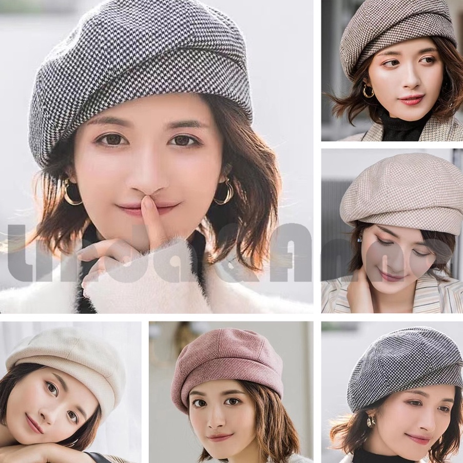 DiSkon  Topi Baret Hat Casual Fashion Wanita Baret Winter Wanita Dewasa Newsboy Fashion Topi Baret W