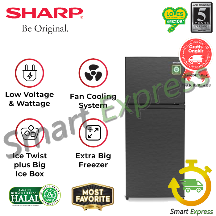 KULKAS SHARP SJ195MNHS / SJ 195 MNHS / SJ-195MNHS - (2 PINTU)
