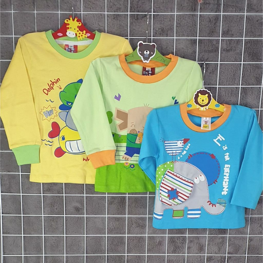 Kaos Lengan Panjang Anak Laki Laki 1 Sampai 12 Tahun Baju T Shirt Distro Bayi Cowok Kaus Tangan Ank 