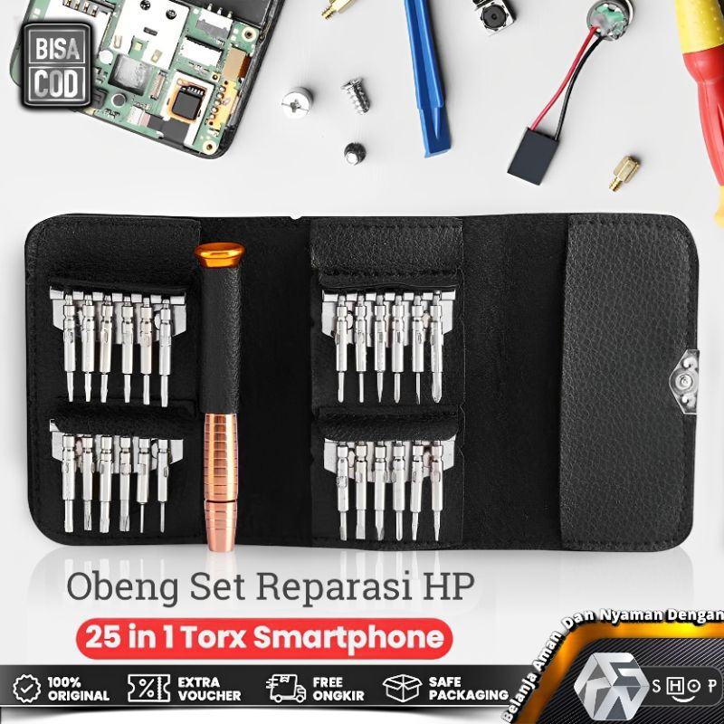 Obeng Set 25 in 1 Model Dompet - Service Handphone-Laptop-Kacamata-Jam