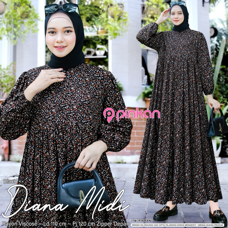 [VICAN] NEW SALORA DIANA KIRANA MIDI DRESS GAMIS RAYON WANITA FASHION BUSANA MUSLIM MODERN NEW ARRIV