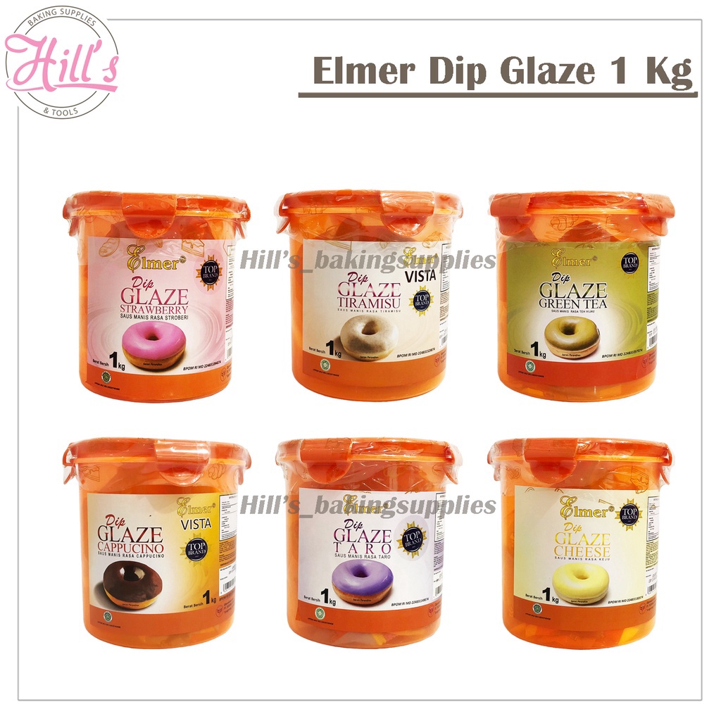 

1212 COD TERLENGKAP ELMER DIP GLAZE 1 KG ALL VARIAN RASA LENGKAP TOPPING DONUT SELAI DONAT TIRAMISU STROBERI COKLAT CAPPUCINO GREEN TEA CHEESE WHITE SUSU TARO 1KG murah
